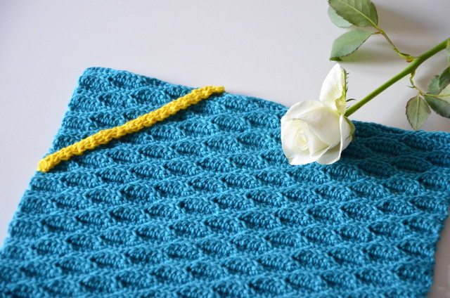 Hæklet håndklæde, Bølgemønster, crocheted towel